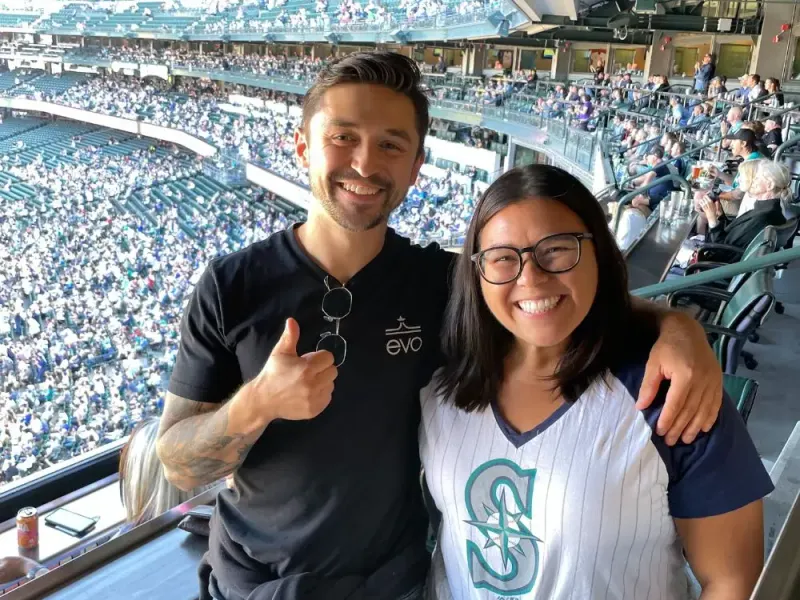 Brandon Phillips with family at a Seattle Mariners game at T-Mobile Park
